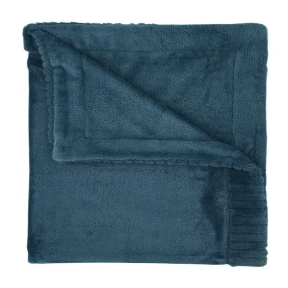 Faux Velvet Throw Blanket - Teal, Polyester