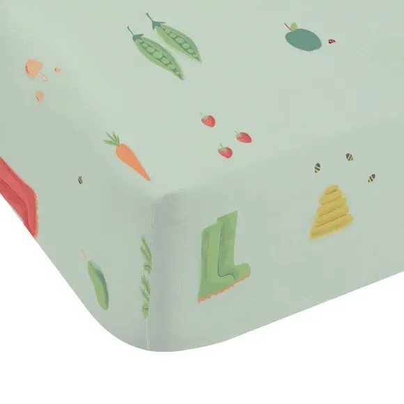 Fitted Sheet Gardening Design - Natural, Polycotton