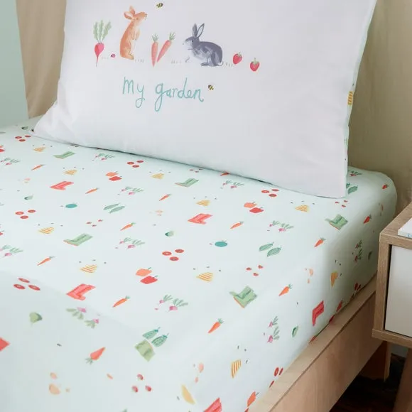 Fitted Sheet Gardening Design - Natural, Polycotton