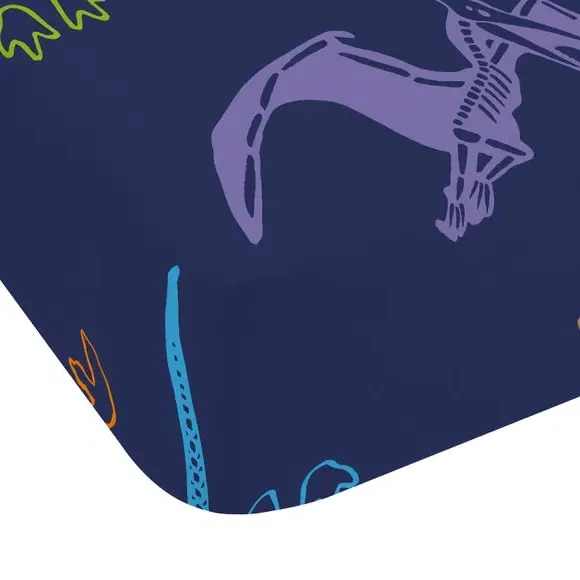 Fitted Sheet with Dinosaur Print - Blue, Polycotton