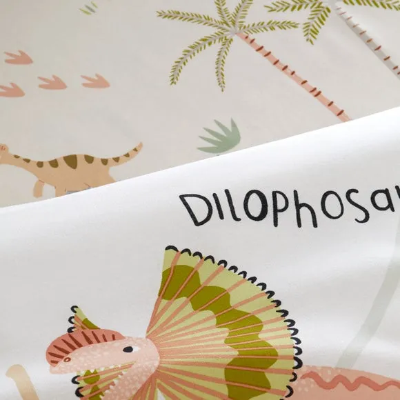 Fitted Sheet with Dinosaur Print - Green, Polycotton