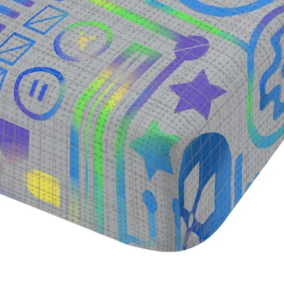 Fitted Sheet with Gamer Design - Grey, Polyester