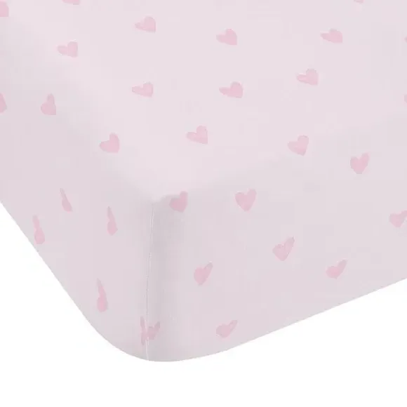 Fitted Sheet with Heart Motif - Pink, Microfibre