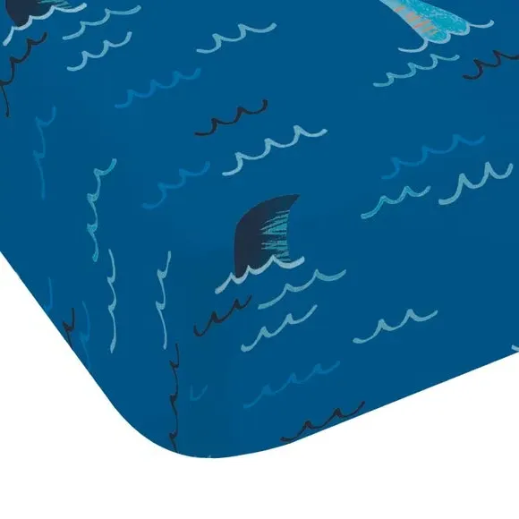 Fitted Sheet with Shark Print - Navy, Polycotton