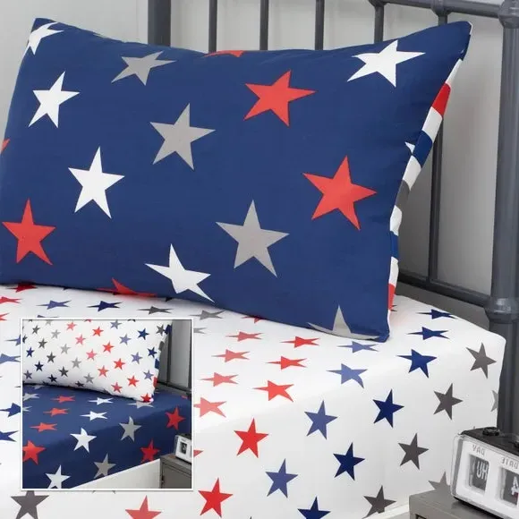 Fitted Sheet with Stars Design - Blue, Polyester image