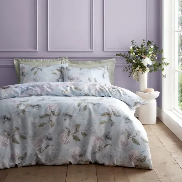 Floral Duvet Cover Set - Blue, Polyester