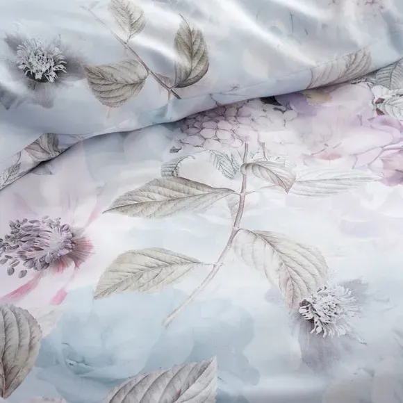 Floral Duvet Cover Set - Blue, Polyester