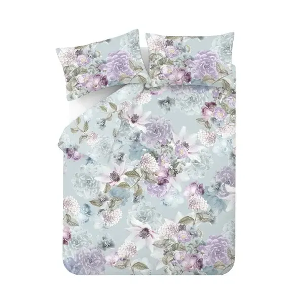 Floral Duvet Cover Set - Blue, Polyester