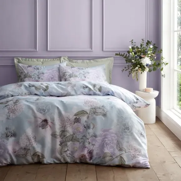 Floral Duvet Cover Set - Blue, Polyester image
