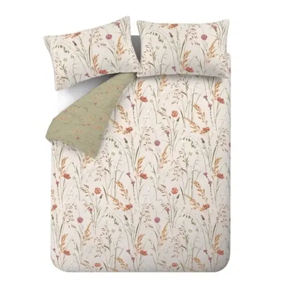 Floral Duvet Cover Set - Green, Brushed Cotton