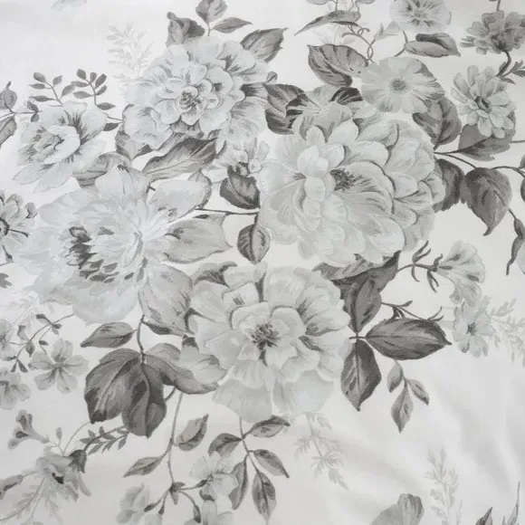 Floral Duvet Cover Set - Grey, Polycotton