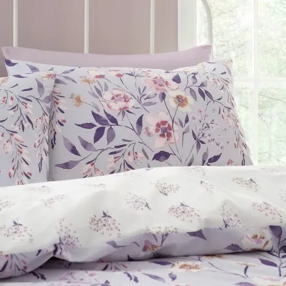 Floral Duvet Cover Set - Lilac, Cotton Blend
