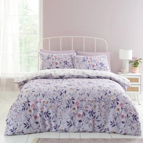 Floral Duvet Cover Set - Lilac, Cotton Blend image
