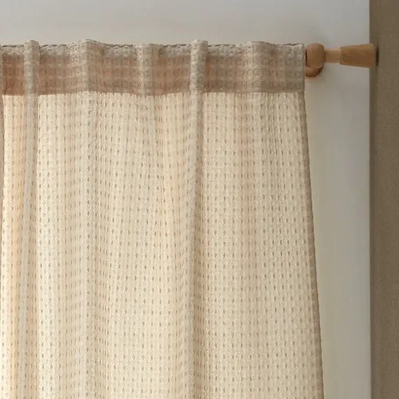 Floral Eyelet Curtains - Natural, Polyester