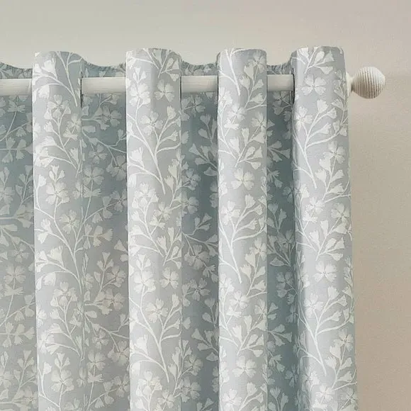 Floral Eyelet Curtains - Natural, Polyester image