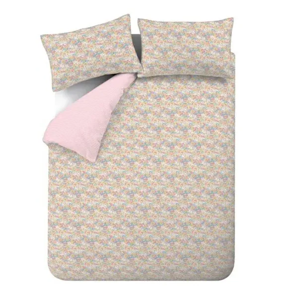 Floral Reversible Duvet Cover Set - Pink, Polycotton
