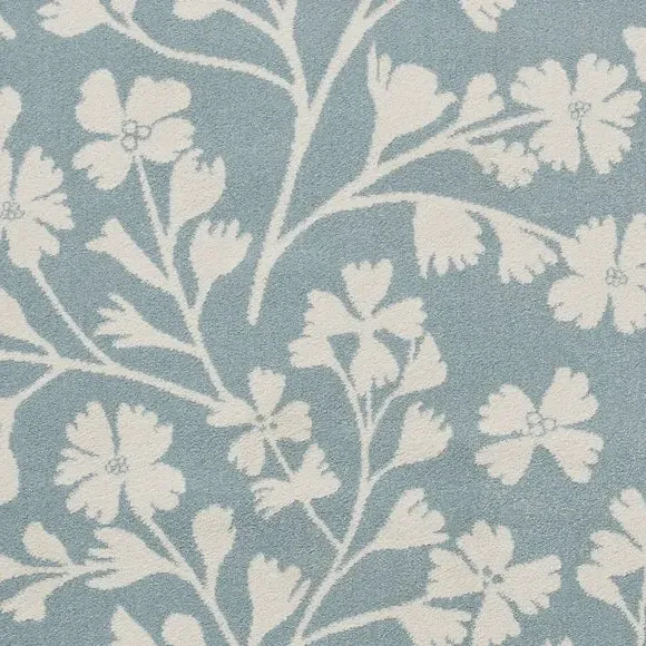 Floral Rug Hand-Carved - Blue