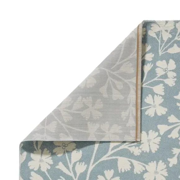 Floral Rug Hand-Carved - Blue