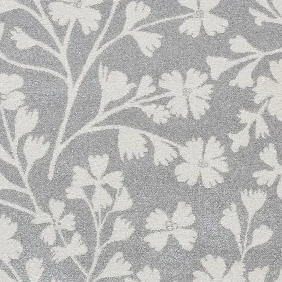 Floral Rug Hand-Carved - Grey
