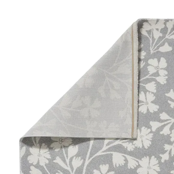Floral Rug Hand-Carved - Grey
