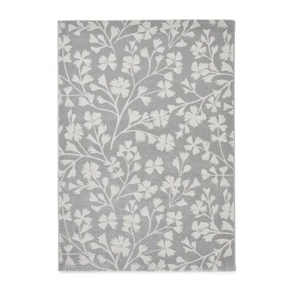 Floral Rug Hand-Carved - Grey