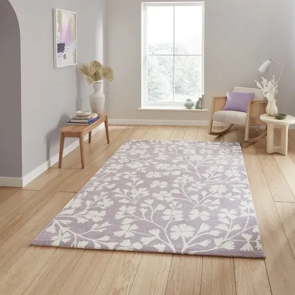 Floral Rug Hand-Carved - Lilac
