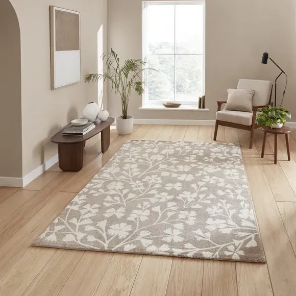 Floral Rug Hand-Carved - Natural