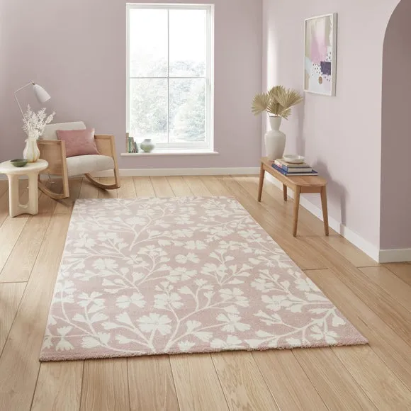 Floral Rug Hand-Carved - Rose
