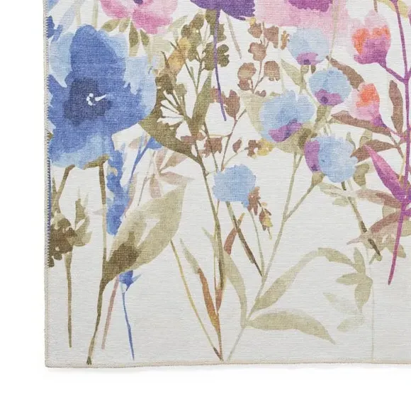 Floral Runner Rug - Purple, Watercolour Print