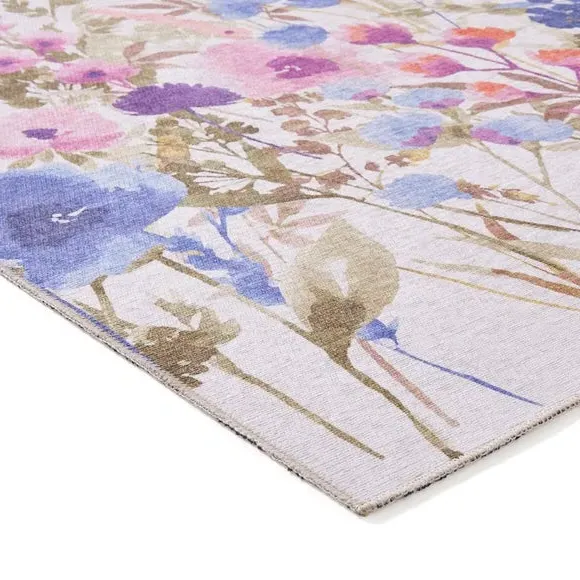 Floral Runner Rug - Purple, Watercolour Print