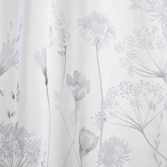 Floral Slot Top Voile Panel - White, Polyester