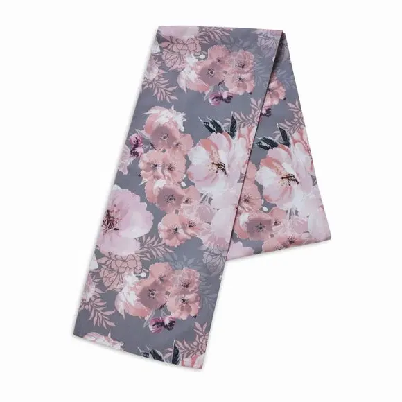 Floral Table Runner - Grey, Cotton