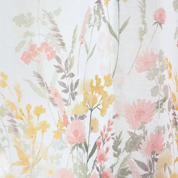 Floral Voile Panel with Slot Top - White