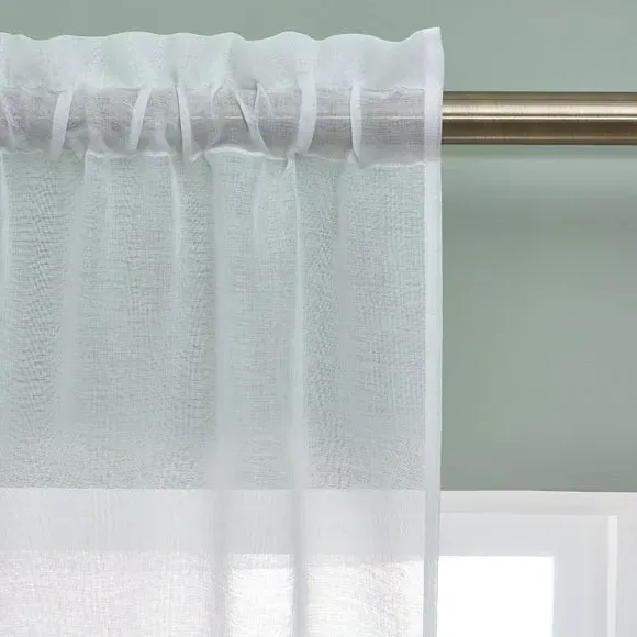 Floral Voile Panel with Slot Top - White