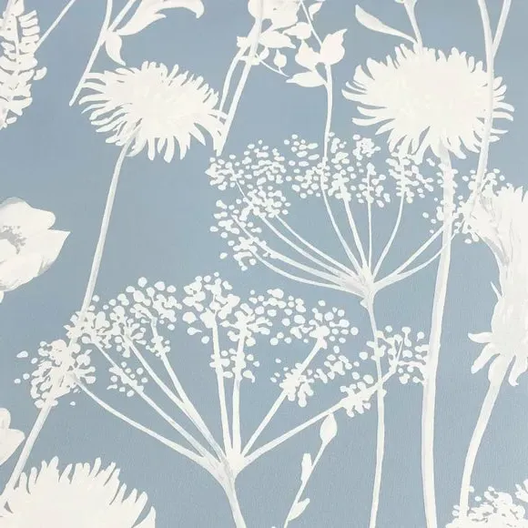 Floral Wallpaper with Matte Finish - Blue