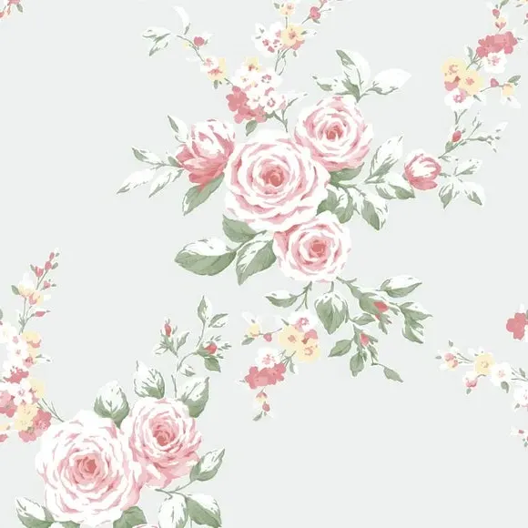 Floral Wallpaper with Matte Finish - Grey