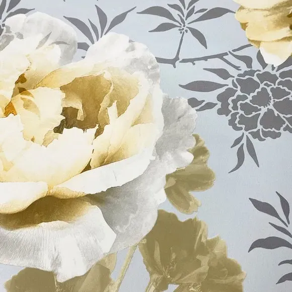 Floral Wallpaper with Matte Finish - Ochre