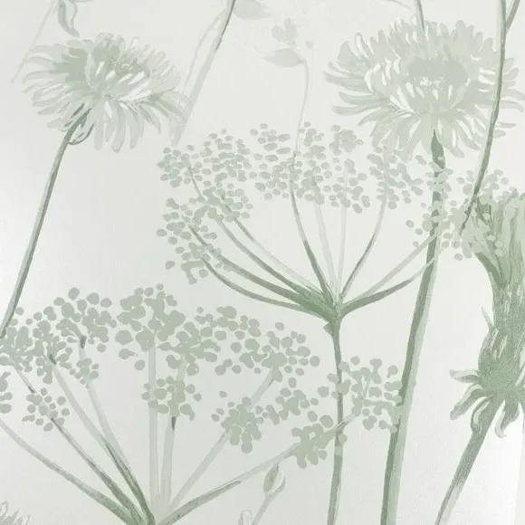 Floral Wallpaper with Matte Finish - Sage