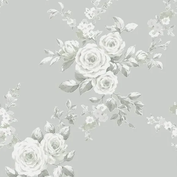 Floral Wallpaper with Matte Finish - Sage