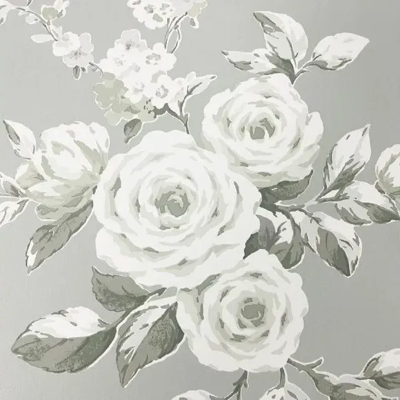 Floral Wallpaper with Matte Finish - Sage
