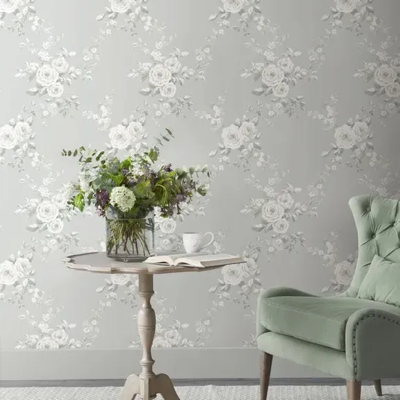 Floral Wallpaper with Matte Finish - Sage