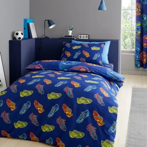 Football Duvet Cover Set - Navy, Polycotton