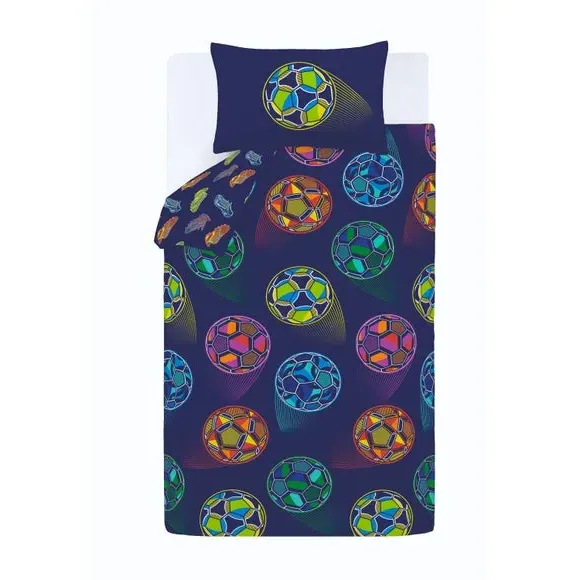 Football Duvet Cover Set - Navy, Polycotton