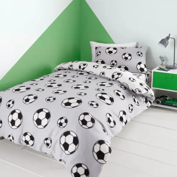 Football Fleece Duvet Cover Set - Grey, Fleece image