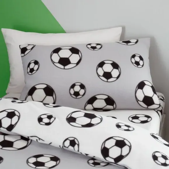 Football Fleece Duvet Cover Set - Grey, Fleece