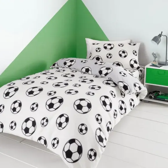 Football Fleece Duvet Cover Set - Grey, Fleece