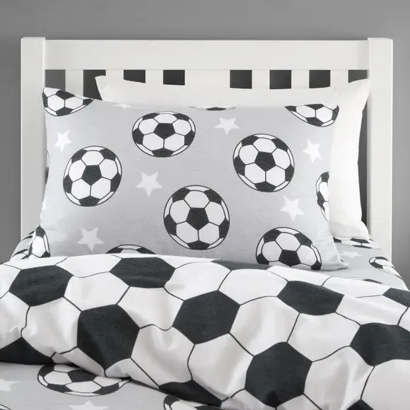 Football Stars Duvet Cover Set - Grey, Cotton