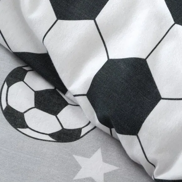 Football Stars Duvet Cover Set - Grey, Cotton