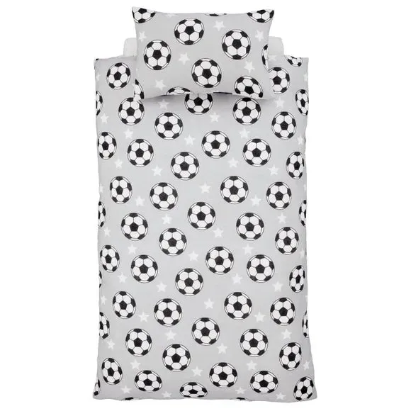 Football Stars Duvet Cover Set - Grey, Cotton