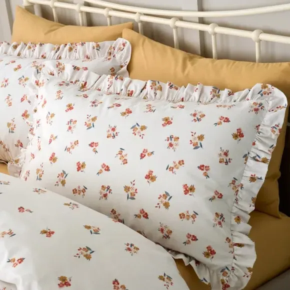 Frill Ditsy Floral Duvet Set - Cream, Polycotton